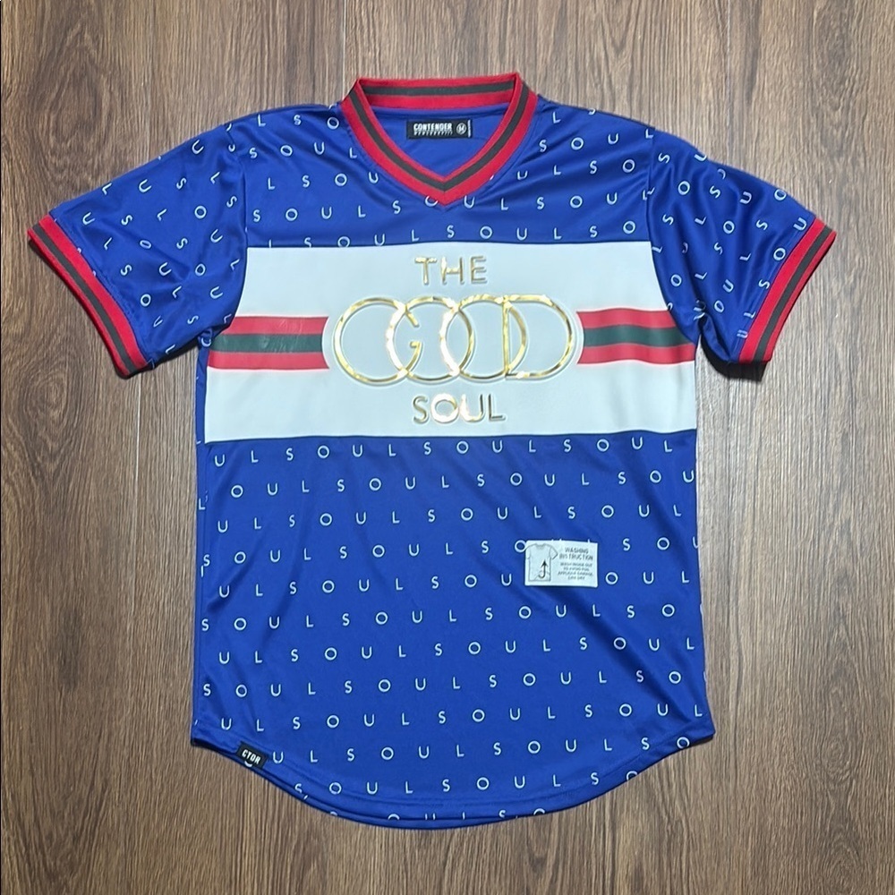 Contender The God Soul Blue Graphic Jersey Shirt Men’s Medium